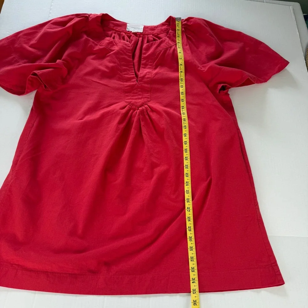 Pomander Place Red Split Neck Flutter Sleeve Shift Dress Pockets Size XXXL